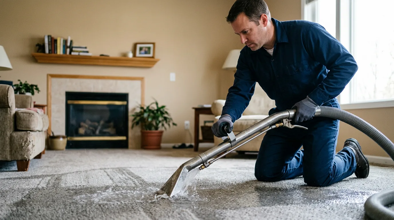 Water damage restoration technician working near Cherryville, NC